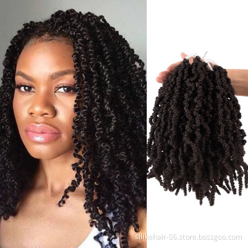 Wholesale 10inches Brown Pre twisted Spring Braids Fluffy Short Curly Passion Twist Crochet Braiding Synthetic Hair Extensions